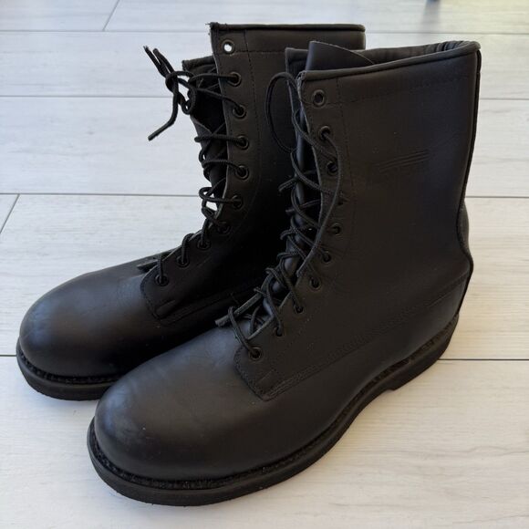 Addison Shoe Steel Toe Leather Combat Boots Men\'s US 10.5 R Vibram Soles Black